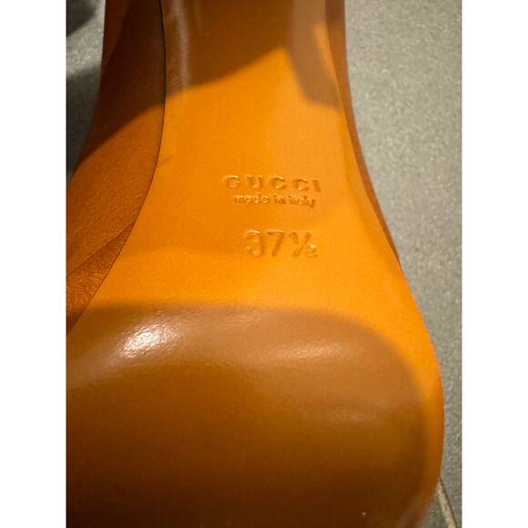 New in Box GUCCI Nappa Betty Plattorm Pumps size 37.5 Caramel Brown $600 - Picture 6 of 6